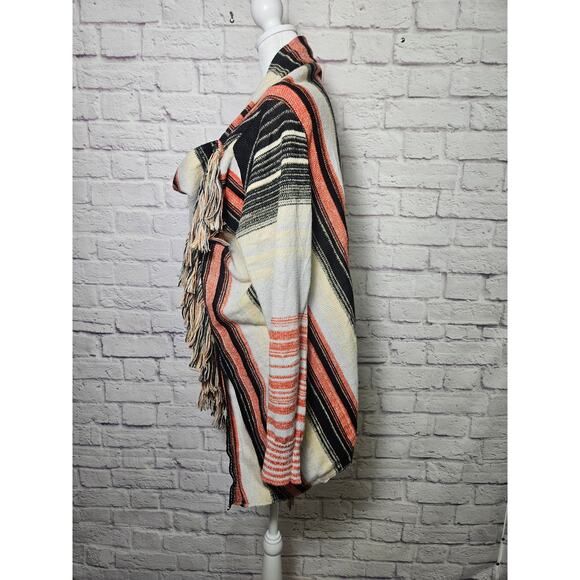 Women's Boho Chic Wrap Cardigan Black Orange Fall Size Large - Picture 5 of 12